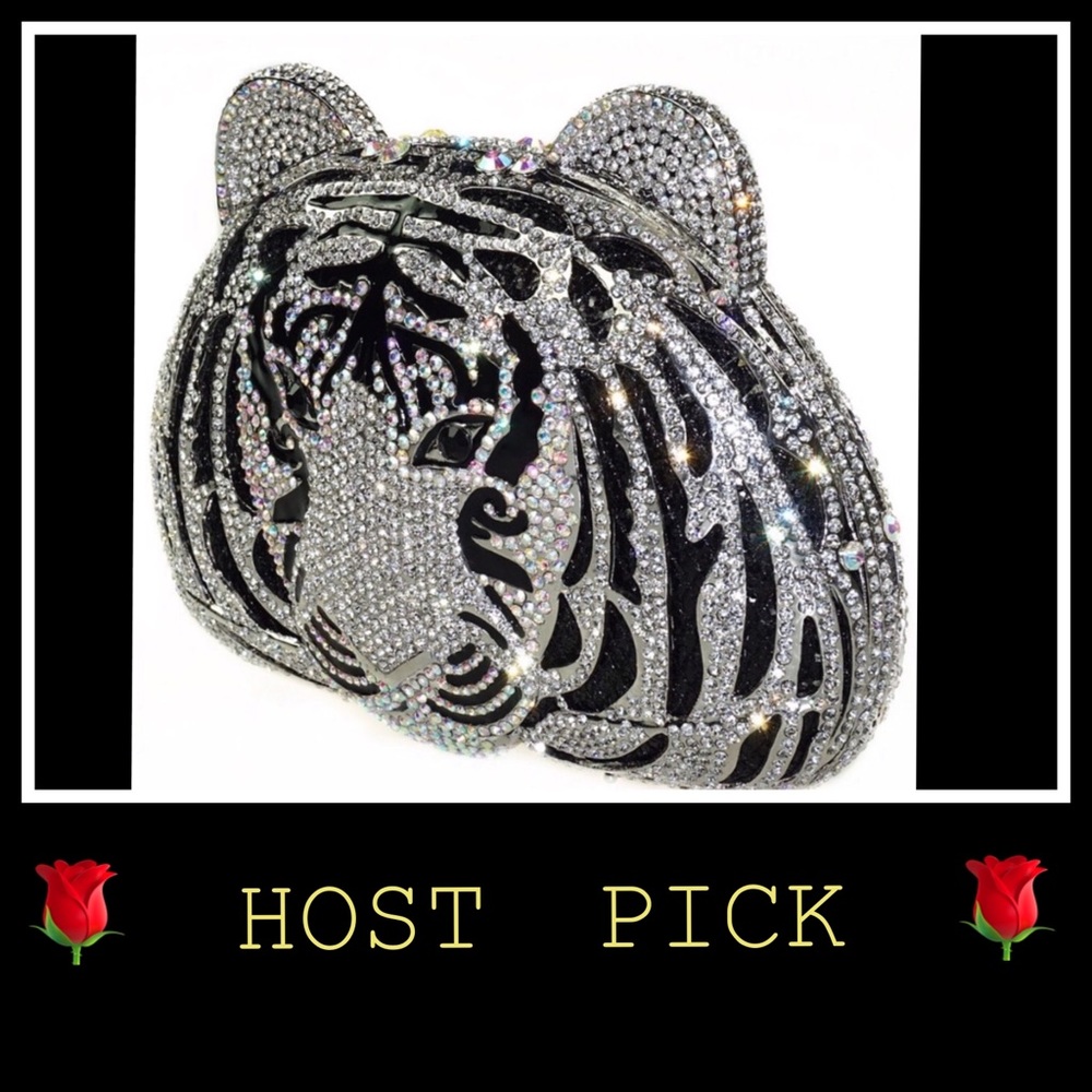 💯% AUSTRIAN CRYSTAL EMBELLISHED TIGERS HEAD BAG